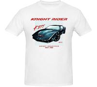 Camiseta para Hombre Knight Rider 1982 Kaus Mobil David Bowhoff Industry Kitt Firebir Camisa Blanca White XL
