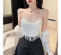 Camisola Sexy Con Frange Da Donna Top Corto Interno/Esterno Spalline Estate