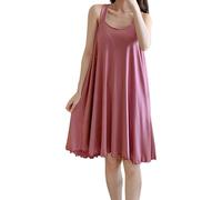 Camisole Camicia da notte per le donne, Chemise Nighties per le donne in cotone, senza maniche Strap Nighties V Neck Chemise Sexy Lingerie allentata confortevole Camicia da notte in morbido cotone