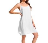 Camisole da donna in cotone di seta senza lacci abito base sottoveste sotto abito da notte sottoveste sottoveste sottoveste negligee, bianco, L Short