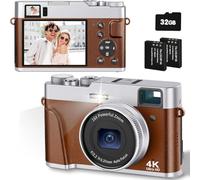 CAMKORY Macchina Fotografica Digitale 4K 48MP Autofocus Mirino Ottico Fotocamera Digitale Compatta Zoom 16x Facile da Usare Flash 2 Batteria Ricaricabile per Principiante