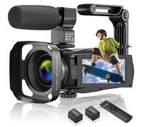 CAMKORY Videocamera 4K 48MP Videocamera WiFi, Vlogging Camera per YouTube 16X zoom digitale, schermo touch IPS da 3.0 pollici, visione notturna a infrarossi, con microfono, caricatore a batteria e 2