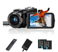 CAMKORY Videocamera Digitale 2.7K (2688×1520) max 36 MP: Sensore CMOS 8 MP, visione notturna IR, zoom 16x, schermo girevole 270° 3.0", 2 batterie + telecomando - Ideale per riprese quotidiane e vlog
