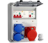 CAMMAY Quadro Elettrico Distributore IP66,230V,Sistema Completo LS/FI,con Multiple Prese Schuko e CEE,Cablaggio a Crimpare Professionale,Quadro Elettrico Esterno da Parete,per Giardini,170*130*250mm