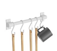 Cammeciso Barra Portautensili Cucina, Adesiva, Multiuso, per Gadget Bagno da Cucina, Padelle, Alluminio, 90cm, 12 Ganci