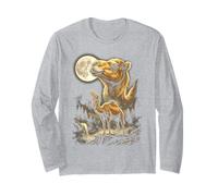 Cammello Che Ulula alla Luna Meme Maglia a Manica