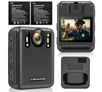 CAMMHD W8-64GB 4K Anti Shake Body Cam 2 batterie 4000mAh con 10 ore di registrazione video, crittografia dati Ultra HD Night Vision Bodycam con dock di ricarica per polizia/sicurezza/escursionismo