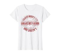 Cammina in Un Bar E Non Cammina Gatto di Schrödinger Maglietta, Donna, Bianco, L