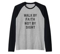 Cammina per Fede, Citazione Cristiana Vintage. Maglia con Maniche Raglan