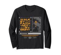 Cammina per fede non per vista | Christian Bold Typography Maglia a Manica