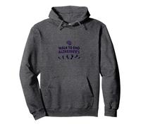 Cammina per porre fine al Supporto per Eventi di beneficenza per la consapevolezza dell'Alzheimer Felpa con Cappuccio, Unisex per Adulti, Grigio Scuro, L