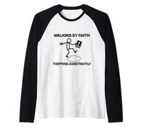 camminare per fede inciampare costantemente Cristiano Gesù Fede Maglia con Maniche Raglan