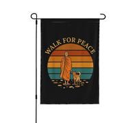 Camminata per la pace con i monaci e le bandiere del cane Aloka (28x40 pollici) - Cartello da giardino bifacciale senza asta portabandiera