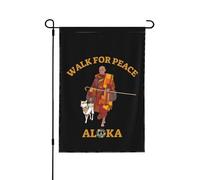 Camminata per la pace con i monaci e le bandiere del cane Aloka (28x40 pollici) - Cartello da giardino bifacciale senza asta portabandiera