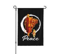 Camminata per la pace con i monaci e le bandiere del cane Aloka, striscione bifacciale da giardino di 12x18 pollici, senza asta portabandiera.