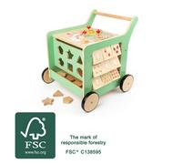 Camminatore in legno e cubo motorico Small Foot per bambini