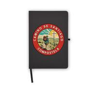 Cammino de Santiago Viaggio souvenir viaggio Badge Notebook, pagine vuote, copertina in ecopelle, agenda, diario, quaderno di lavoro