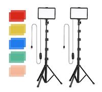 Camnoon Kit di luci video a LED USB da 2 luci di riempimento della temperatura bicolore Luminosità a 10 livelli con supporti luminosi Filtri colorati per illuminazione per Fotografia del prodotto