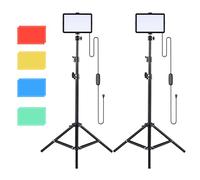 Camnoon Kit di luci video LED USB da 2 pezzi con luci di riempimento 3200K-5500K Dimmerabili 172 cm/67,7 pollici Supporti luminosi Teste a sfera flessibili Filtri colorati per illuminazione