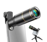 Camnoon Kit teleobiettivo per telefono 22X con supporto per telefono, clip per obiettivo, panno per la pulizia dell'oculare, mini treppiede per escursionismo,campeggio,sport lunari,giochi, concerti