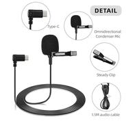 Camnoon Microfono a clip per fotocamera sportiva SJCAM Microfono da bavero Plug-and-Play Pick-up omnidirezionale a 360° Riduzione del rumore Sostituzione del microfono esterno per fotocamera SJCAM