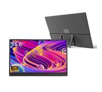 Camnoon Monitor portatile da 15,6 pollici per laptop Monitor da viaggio 1080P con cavalletto e doppio altoparlante Monitor da gioco esterno Schermo portatile per computer portatile PC Smartphone