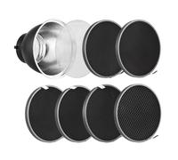 Camnoon Riflettore standard da 7 pollici + 6 griglie a nido d'ape per fotografia + 1 kit di scheda diffusore con griglia paralume a nido d'ape da 10°/20°/30°/40°/50°/60° per accessorio stroboscopico