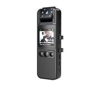 Camnoon Telecamera corporea 4K con registrazione audio e video Mini webcam indossabile con obiettivo girevole a 180° Visione notturna a infrarossi Allarme con un solo tasto