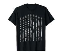 Camo American Flag USA Camouflage Fighter Jets 4 luglio Maglietta