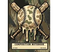 Camo Baseball Drip Composition Book: Cool Camouflage Crossed Bats Lined Notebook for Boys, Kids & Sports Fans, Wide Ruled Game Day Writing Journal for Back to School Notes