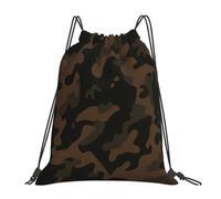 Camo Hunting Brown Camo Borsa con Coulisse Stringa Zaino Moda Borsa Palestra per Shopping All'Aperto Uomo 36X42Cm