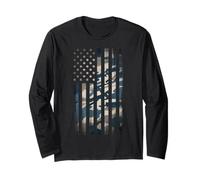 Camo Ocean American Flag Patriotic USA Military Camouflage Maglia a Manica