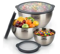 camolo Set di ciotole professionali in acciaio inox con coperchio per cuocere, servire, cucinare o conservare - ermeticamente richiudibile