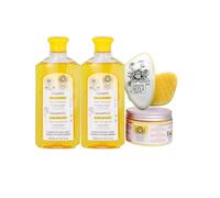 Camomila Intea - Confezione riflessi - 2 shampoo + maschera + spazzola | Confezione da due shampoo schiarenti per riflessi biondi, maschera riparatrice e spazzola anti-groviglio con estratto di