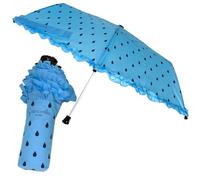 Camomilla Milano Mini Ombrello Pieghevole, Ombrellino con Rosa, Colore Azzurro