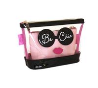 Camomilla Milano Set 2pz Buste Make-up Donna, PVC, Collezione Be Chic, Colore Rosa