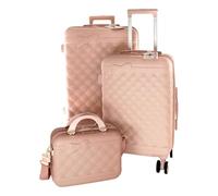 Camomilla Milano Set 3 pz Valigeria, Valigia (70 lt.) + Trolley (40 lt.) + Vanity Case (15 lt.), Materiale Rigido, Ruote Pivotanti, Collezione Ribbon, Colore Rosa Cipria