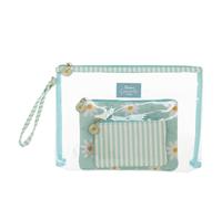 Camomilla Milano Set 3pz Beauty Case Donna, PVC, Collezione Daisy Love, Colore Verde