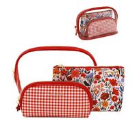 Camomilla Milano Set 3pz Trousses Donna, PVC, Collezione Sweet Bloom, Colore Rosso