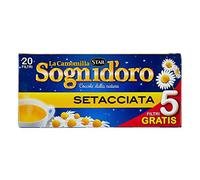 Camomilla Sogni d'oro setacciata, astuccio da 20 Filtri, concediti un po' di relax e sonni tranquilli, gusto inconfondibile e piacevole, pronta soli in 5 min.
