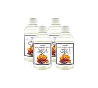Camomilla Torino - Feifan Ricarica Profumo 500 ml per Lampada Catalitica 25 Fragranze Naturali e Intense ad Alto Concentrato di Essenza- Made in Italy (Ambra E Sandalo, 4 Flaconi)
