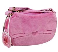 Camomilla tracolla in tessuto leggero con faccia gatto in peluche rosa