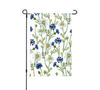 Camomille ad acquerello e fiordalisi,Bandiera da giardino per esterni e interni, stendardo decorativo bifacciale 30x45 cm