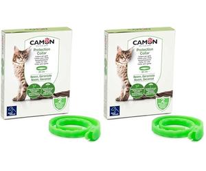 CAMON | Collare Barriera per Gatto "Olio di Neem", Rilascia un Gradevole Odore, Resistente all'Acqua, Protezione per Circa 2 Mesi, 35cm (Confezione da 2)