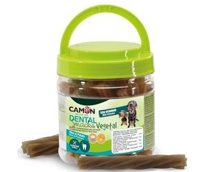 CAMON Dental Snacks Vegetal - Twisted Sticks Mix con Riso, Patate e Vitamine Aggiunte - Snack Vegetale per Cani Adulti - Bastoncini 10cm - Gluten Free Formula - 350g