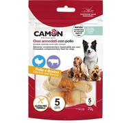 Camon Ossi Annodati di Pelle Bovina con Pollo - 5 pezzi da 5 cm