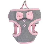 Camon Pettorina per Cani Grigia con Fiocco Rosa Love