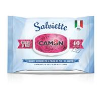 CAMON | Salviette Detergenti per Cani e Gatti, 30x20 cm, Confezione da 40 Pezzi, Fragranza Assoluta di Rose, Senza Alcool etilico né Parabeni, Made in Italy
