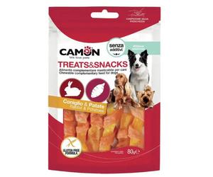 Camon Treats e Snacks per cani Strips di coniglio e patata dolce - 80 gr - 1° ORDINE? scegli lo sconto BZR5 / BZR20 + 200 punti fedeltà