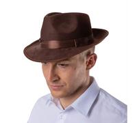 Camoscio Marrone Cappello Fedora 20s Adulti Deluxe Costume Freddy Halloween